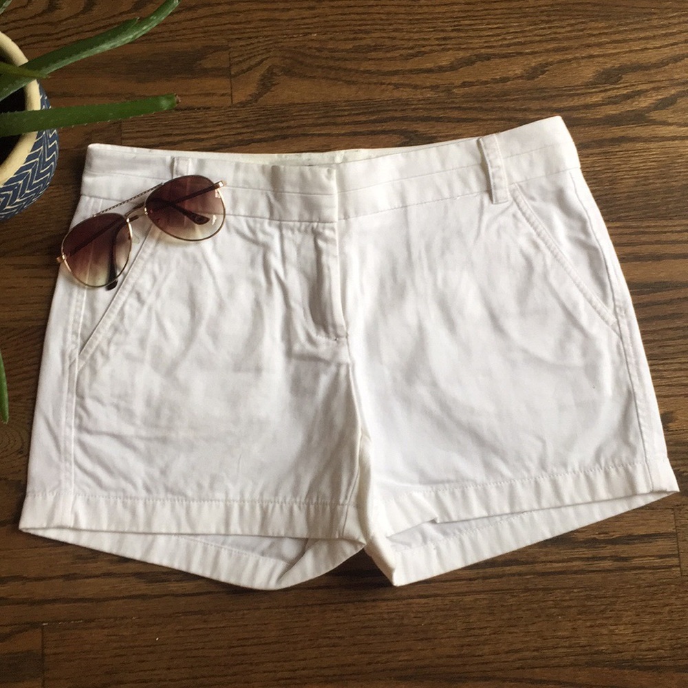 J. Crew white chino shorts, 3 inch inseam, size 2